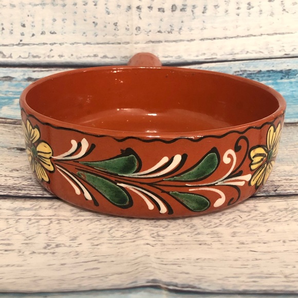 ⚡️⚡️Home Ceramic Bowl Pan with Handle Wall Decor Red Floral Print - Picture 2 of 7
